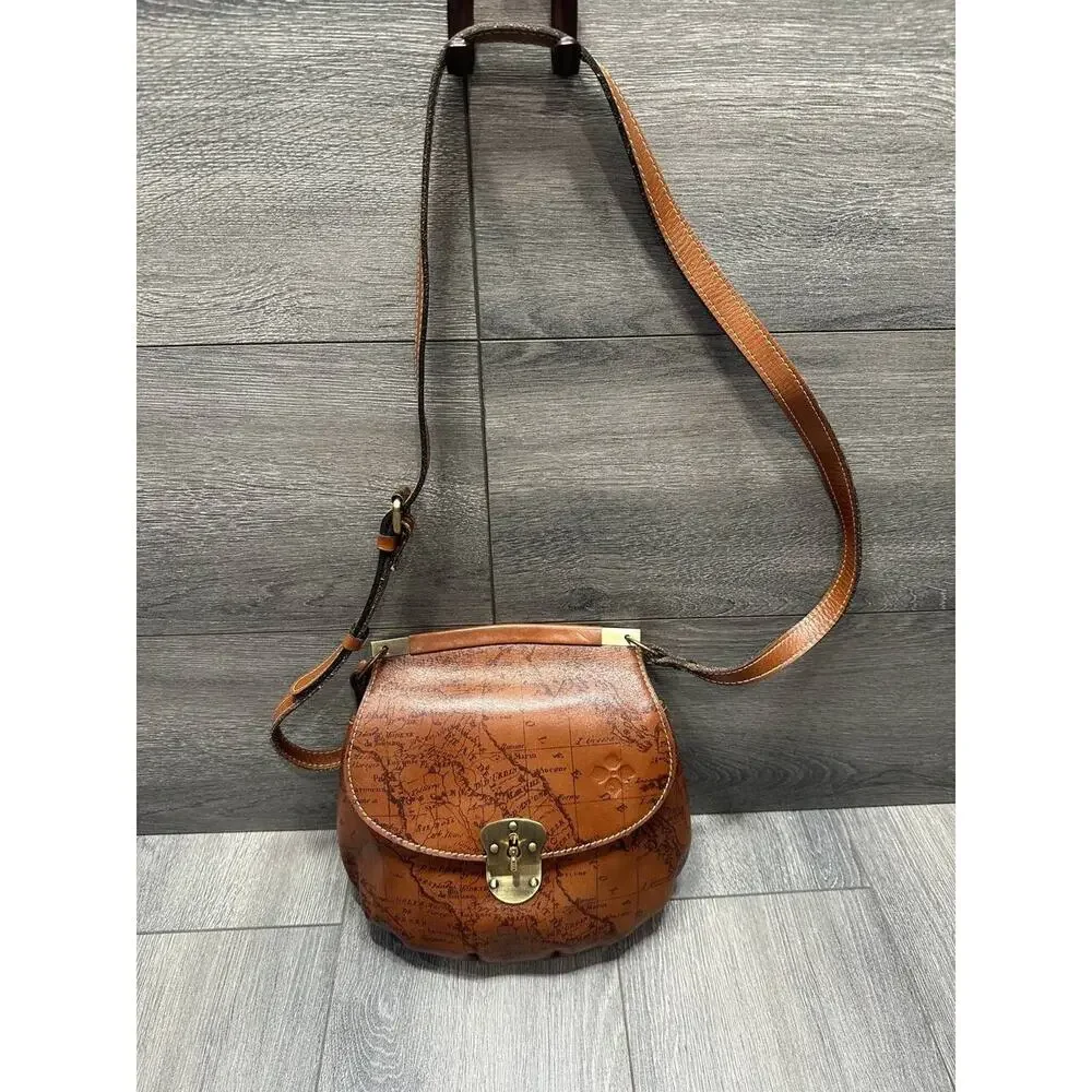 Patricia Nash Leather Veneto Crossbody Bag Signature Map Brown B000579